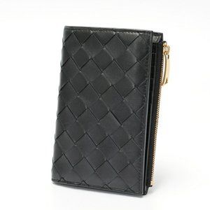 BOTTEGA VENETA Black Leather Intrecciato Wallet